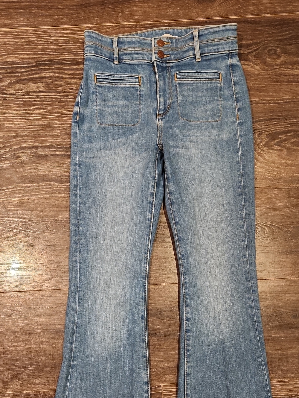 ❤️ NWOT! LOFT HIGH RISE SLIM FLARE JEANS, PATCH POCKETS, 0P (25 PETITE) - Picture 3 of 9